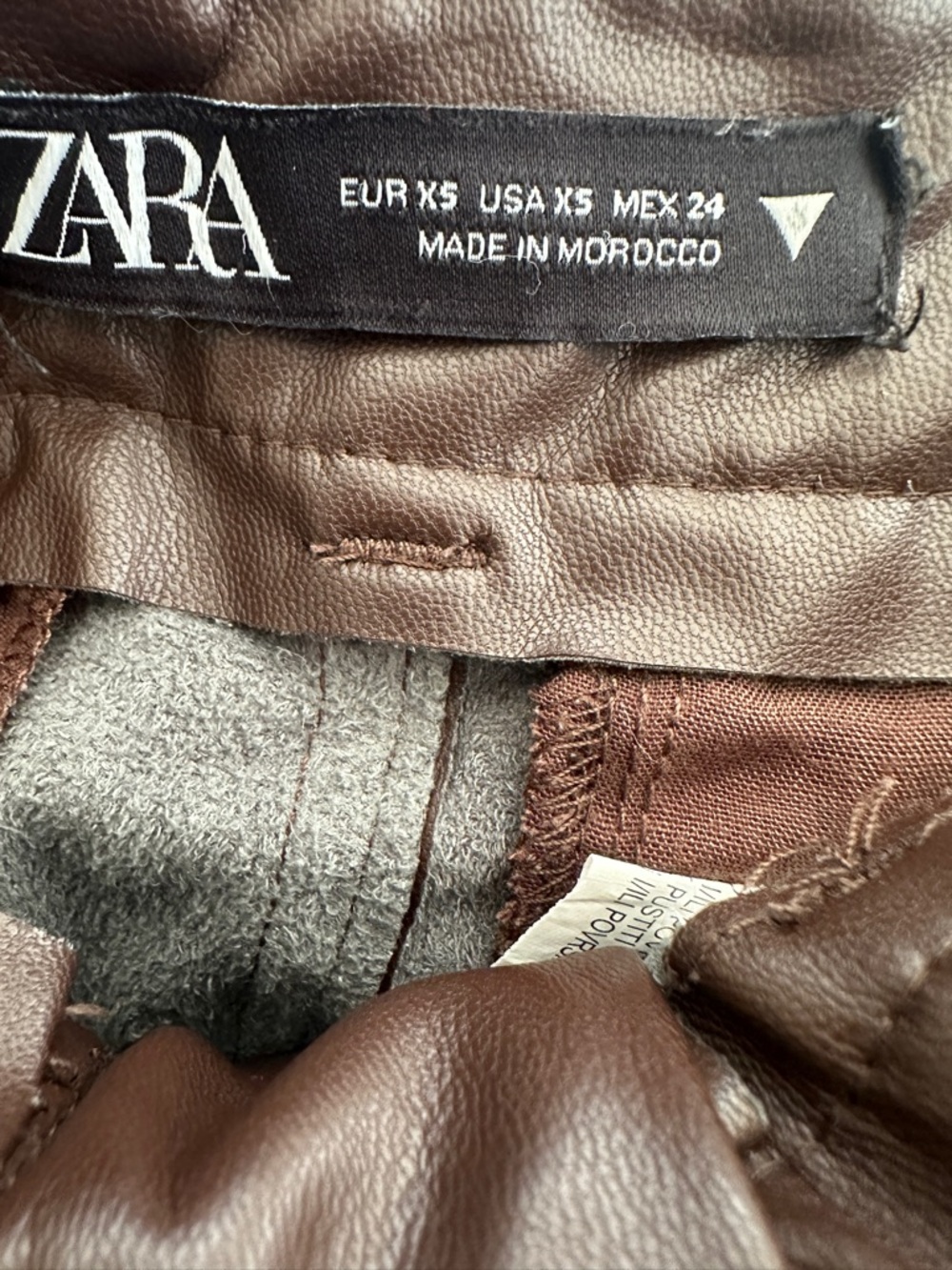 ZARA Brown Faux Leather Jacket with Gray Lining